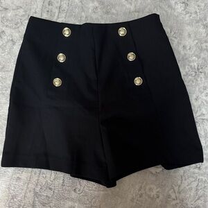 Zara Black High Waist Shorts with Gold Buttons